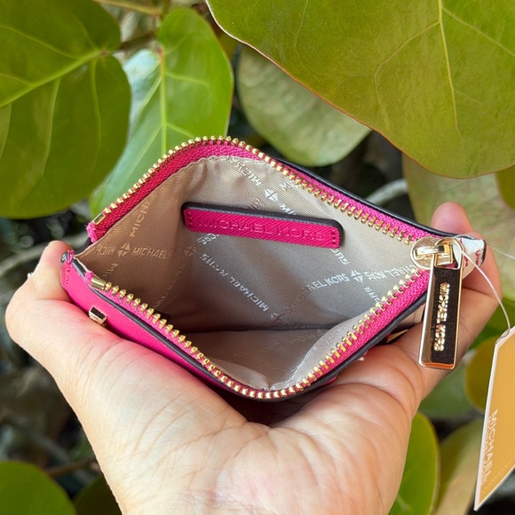 Michael Kors Jet Set Top Zip Card Case Wallet Electric Pink Multi - Picture 4 of 12